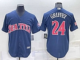 Seattle Mariners #24 Ken Griffey Navy Blue Fashion Stars Stripes Cool Base Independence Day Jersey,baseball caps,new era cap wholesale,wholesale hats